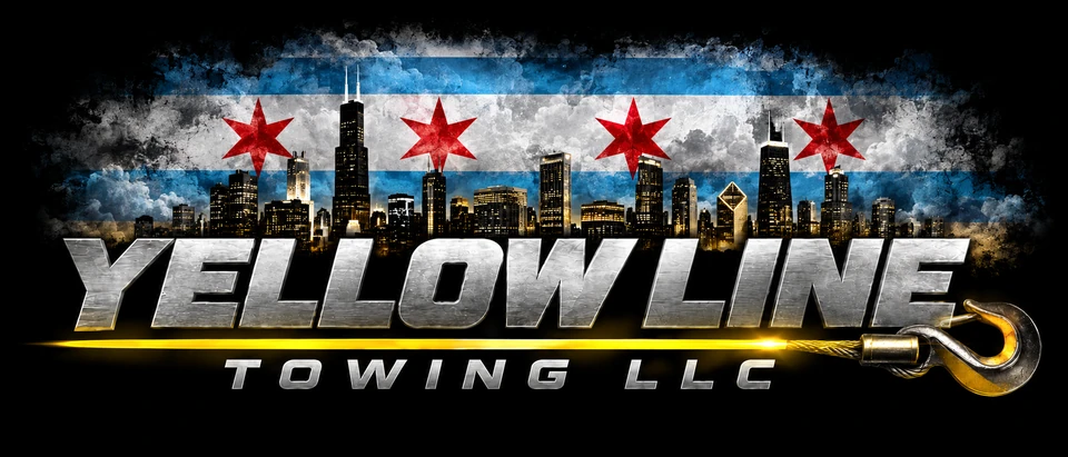 Yellow Line Towing LLC with Chicago flag and skyline